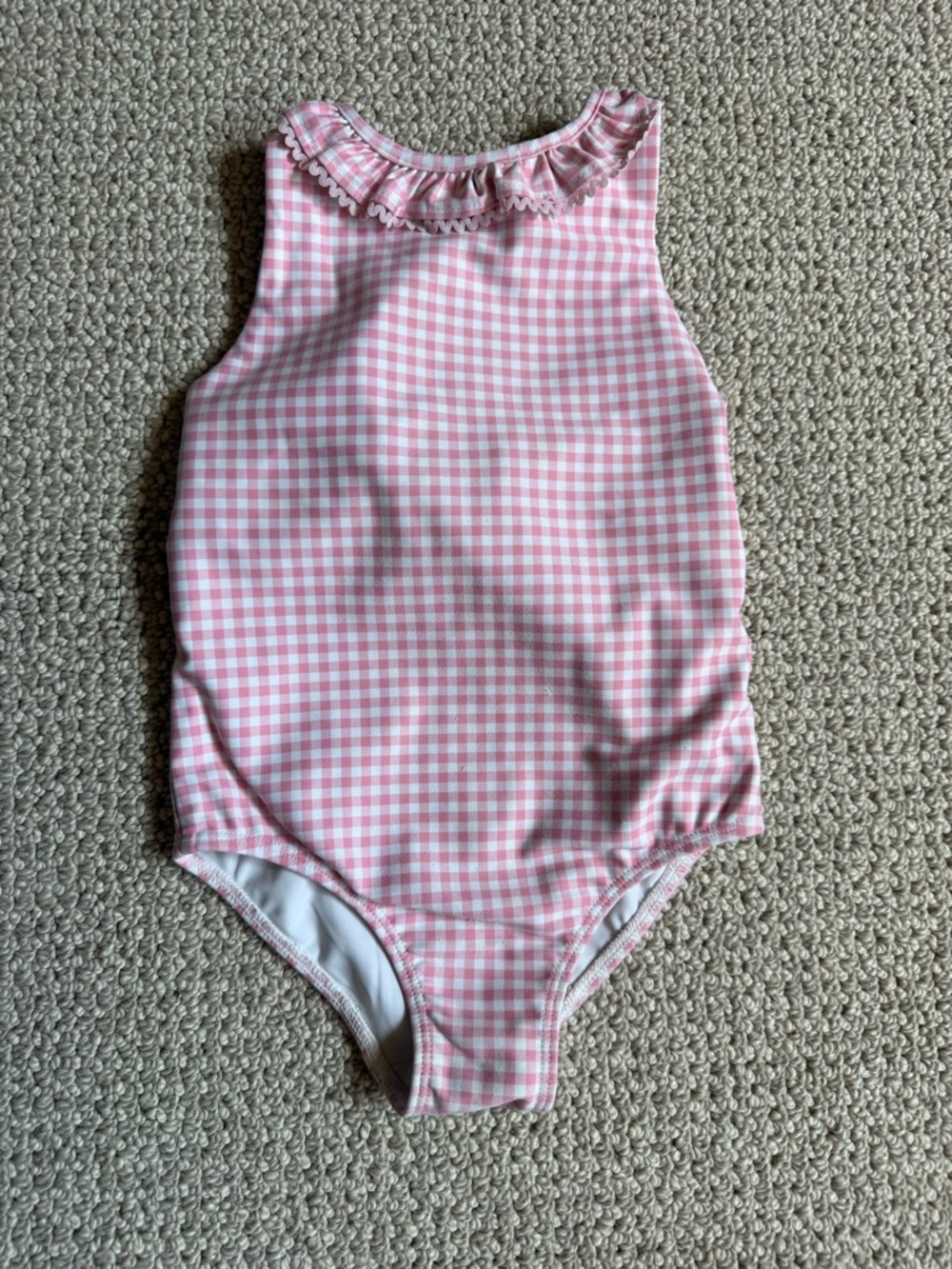 Pink Gingham Ruffle Collar One-Piece Swimsuit Minnow